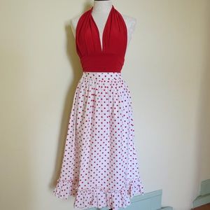 Vintage 1950's Skirt Polka Dot Skirt Ruffled Skirt